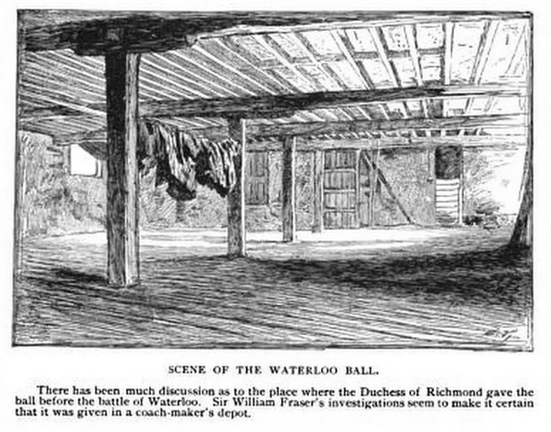 waterloo-battle, scene of brussels ball 1815, 1892 print, waterloo battle and wellington napoleon blucher quatre-bras